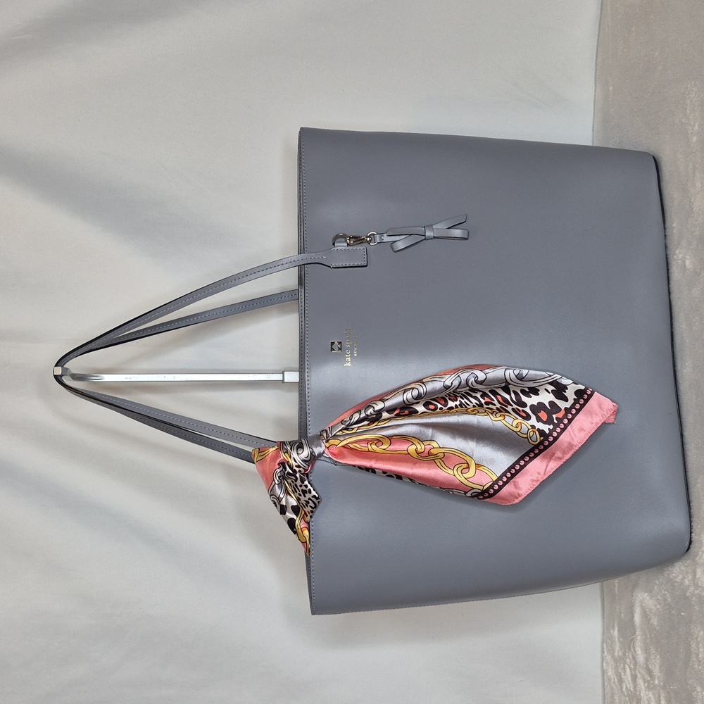 Kate Spade Grey 🩶 OVERSIZED Tote Bag Zip Closure - Picture 3 of 17
